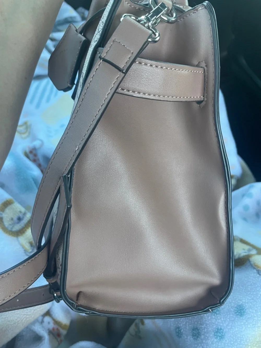 Nine West Cream and Brown Patterned Satchel